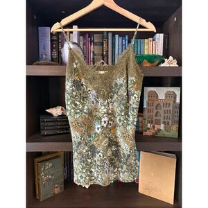 NWOT Gold Hawk Green Floral Cami Tank Top Size Small